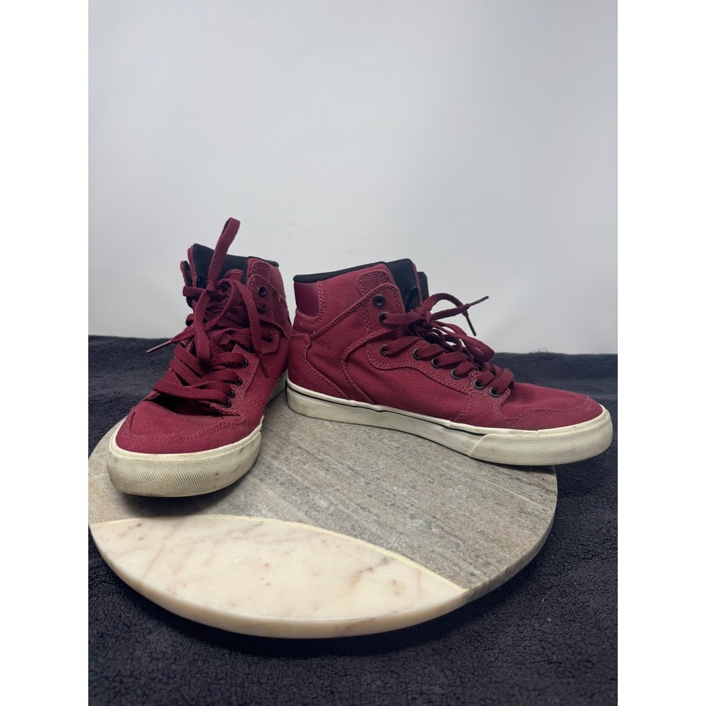 Supra Vaider Men's 8 Burgundy Canvas Skate High Top Sneakers‎ Shoes Punk Grunge